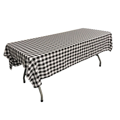 Black  Rectangular Polyester Poplin Gingham Checkered Tablecloth