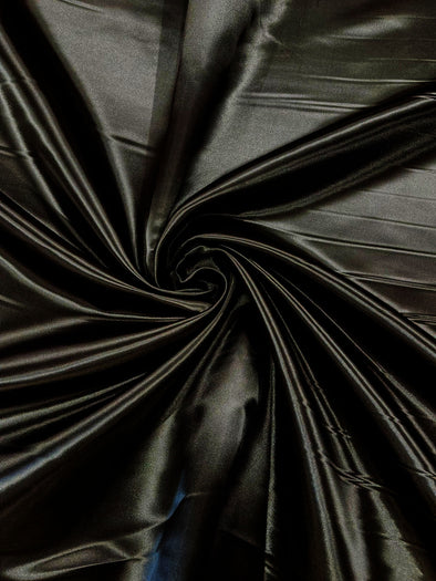 Black Heavy Shiny Bridal Satin Fabric for Wedding Dress, 60" inches wide sold by The Yard. Modern Color