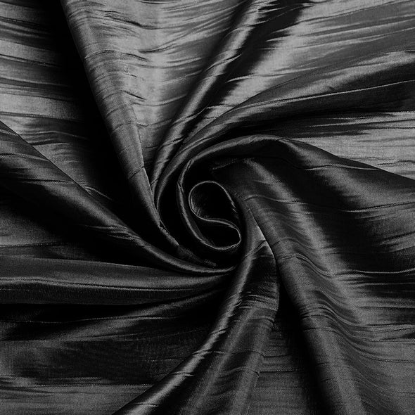 Black Crushed Taffeta Fabric - 54" Width - Creased Clothing Decorations Crafts - Sold By The Yard
