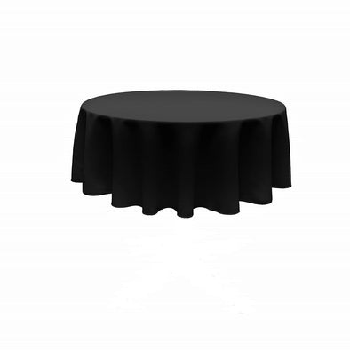 Black Round Polyester Poplin Tablecloth Seamless