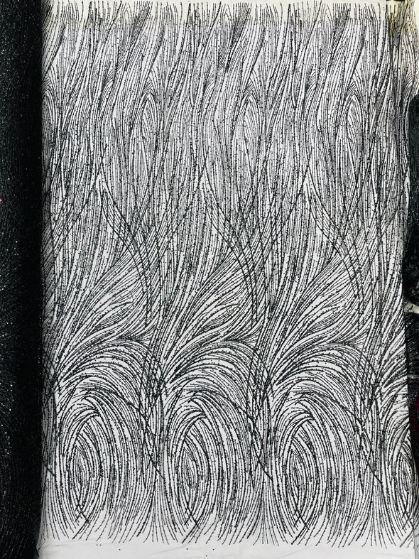 Fashion Glitter Design On A Mesh Lace Fabric/Prom.