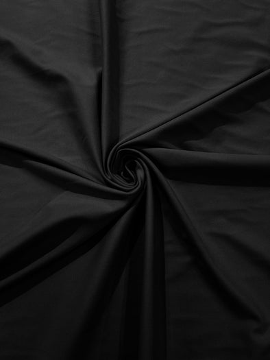 Black Stretch Ponte De Roma 320 GSM Knit Poly Rayon Fabric, Sold by the Yard