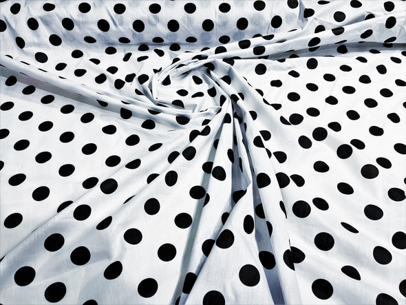 58/60" Wide Poly Cotton Polka Dot Fabric Sold by The Yard