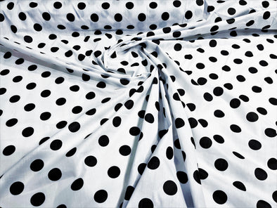 Black Dot On White 58/60" Wide Poly Cotton Polka Dot Fabric Sold by The Yard.