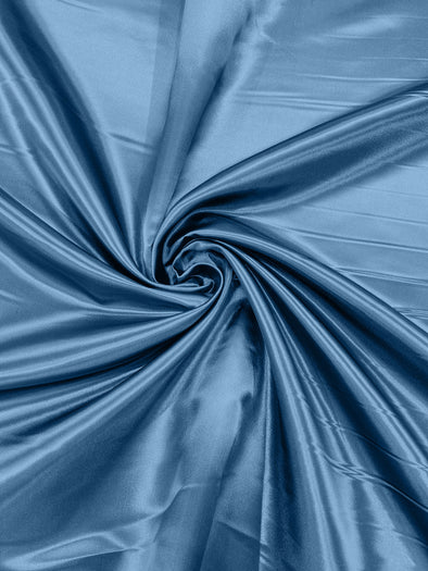 Blue Copen Heavy Shiny Bridal Satin Fabric for Wedding Dress, 60" inches wide sold by The Yard. Modern Color