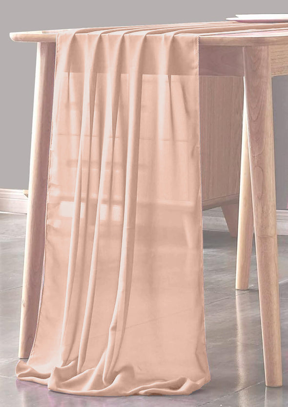 Blush Peach  Sheer Table Runner for Wedding, Decorations for Birthday Parties, Banquets, Engagements.