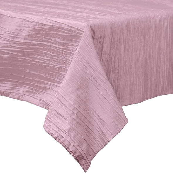 Blush Pink Rectangular Light Weight Accordion Design Crushed Taffeta Seamless Table Overlay.