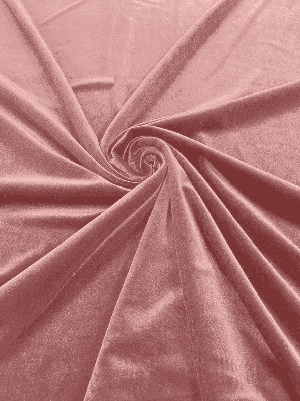 Blush Pink 60" Wide 90% Polyester 10 percent Spandex Stretch Velvet Fabric for Sewing Apparel Costumes Craft, Sold By The Yard.