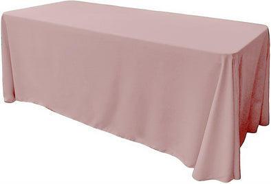 Blush Pink Rectangular Polyester Poplin Tablecloth Floor Length / Party supply