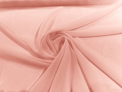 Blush Pink 100% Polyester 58/60" Wide Soft Light Weight, Sheer, See Through Chiffon Fabric Sold By The Yard.