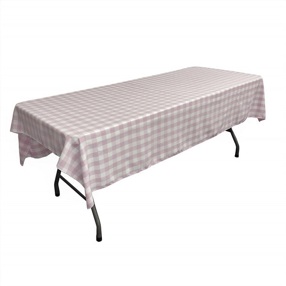 Blush Rectangular Polyester Poplin Gingham Checkered Tablecloth