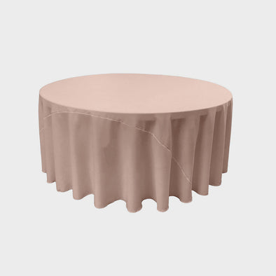 Blush Solid Round Polyester Poplin Tablecloth With Seamless