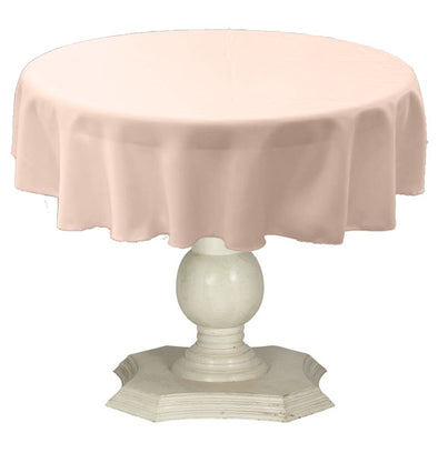Blush Round Tablecloth Solid Dull Bridal Satin Overlay for Small Coffee Table Seamless