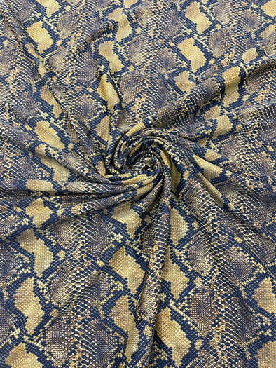 Brown Black Python Snake Print on a 4 way Stretch Nylon Spandex/58” wide/- Sold by the yard.