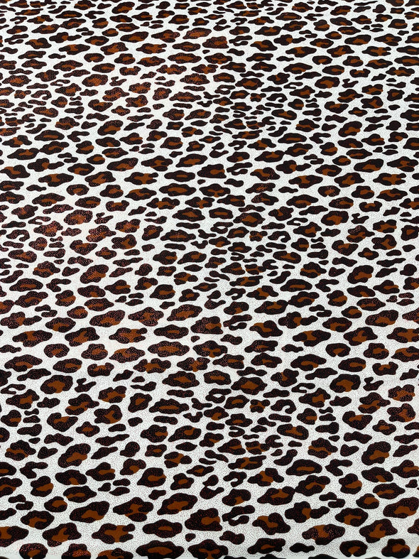 Foil Leopard Print On a Stretch Nylon Spandex Tricot/Milliskin -Sold by the yard.