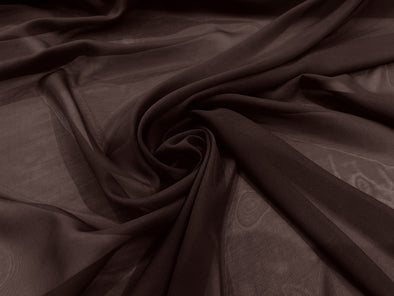 Brown 100% Polyester 58/60" Wide Soft Light Weight, Sheer, See Through Chiffon Fabric Sold By The Yard.