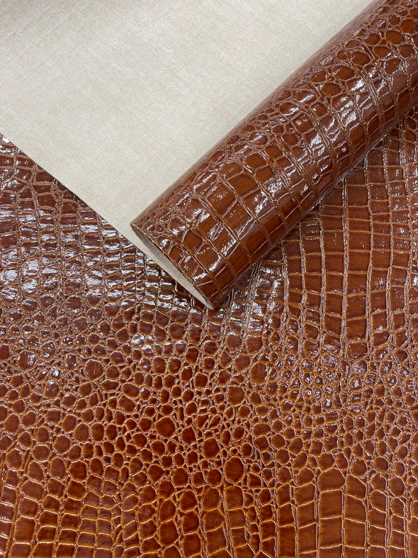 Shiny Alligator 3D Embossed Vinyl Fabric, 54" Wide Upholstery Crafting Accessories Applications.