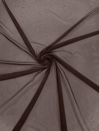Brown 58/60" Wide Solid Stretch Power Mesh Fabric Spandex/ Sheer See-Though/Sold By The Yard.