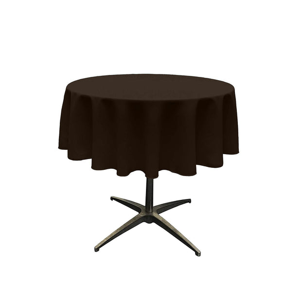 Brown Solid Round Polyester Poplin Tablecloth Seamless