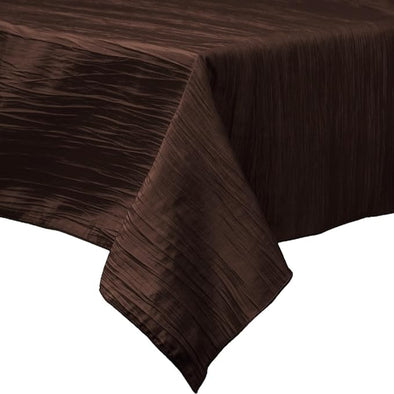 Brown Square Light Weight Accordion Design Crushed Taffeta Seamless Table Overlay.