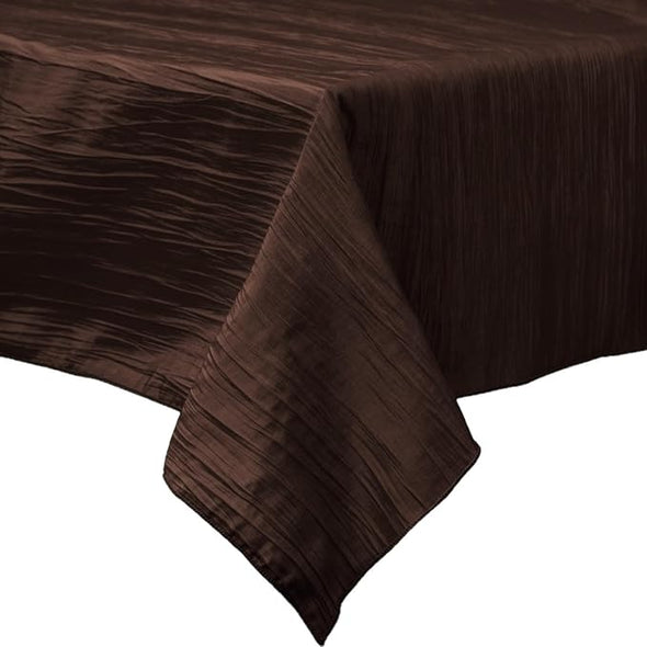 Brown Rectangular Light Weight Accordion Design Crushed Taffeta Seamless Table Overlay.