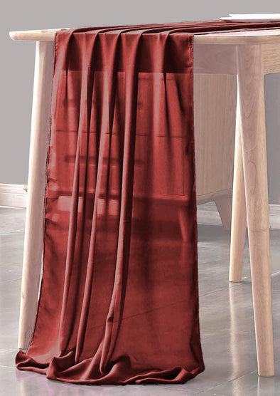 Burgundy Sheer Table Runner for Wedding, Decorations for Birthday Parties, Banquets, Engagements.