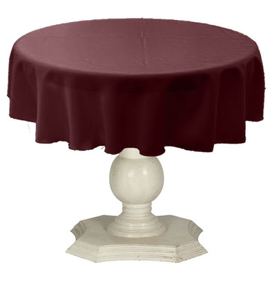 Burgundy Round Tablecloth Solid Dull Bridal Satin Overlay for Small Coffee Table Seamless
