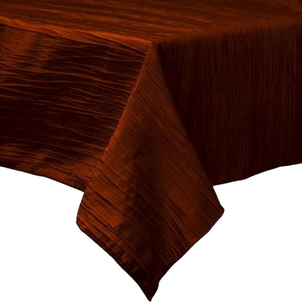 Burgundy Rectangular Light Weight Accordion Design Crushed Taffeta Seamless Table Overlay.