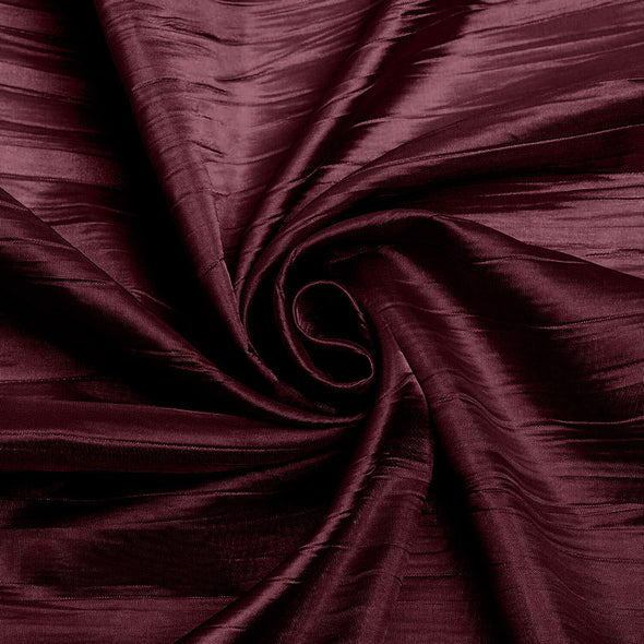 Burgundy Crushed Taffeta Fabric - 54" Width - Creased Clothing Decorations Crafts - Sold By The Yard