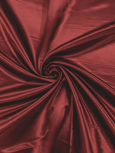 Burgundy Heavy Shiny Bridal Satin Fabric for Wedding Dress, 60" inches wide sold by The Yard. Modern Color