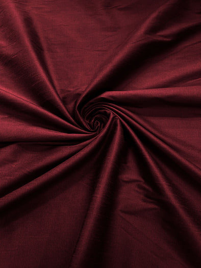 Burgundy Polyester Dupioni Faux Silk Fabric/ 55” Wide/Wedding Fabric/Home Décor.
