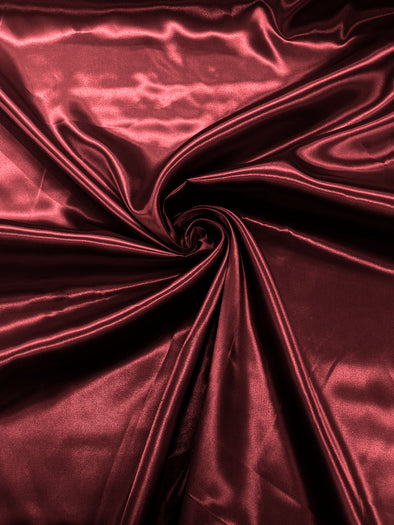 Burgundy Shiny Charmeuse Satin Fabric for Wedding Dress/Crafts Costumes/58” Wide /Silky Satin