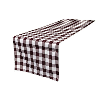 Burgundy 12" Wide by The Size of Your Choice, Polyester Poplin Gingham, Checkered, Plaid Table Runner.