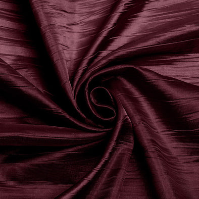 Burgundy Crushed Taffeta Fabric - 54" Width - Creased Clothing Decorations Crafts - Sold By The Yard