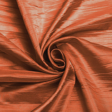 Burnt Orange Crushed Taffeta Fabric - 54" Width - Creased Clothing Decorations Crafts - Sold By The Yard