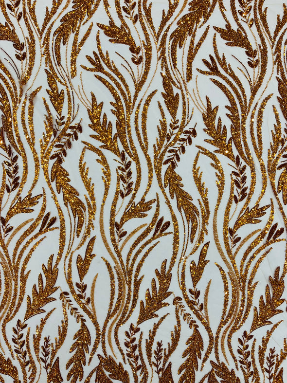 Luxury Festival Beaded Vine Lace Fabric, Sold by The Yard.