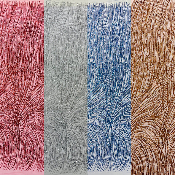 Fashion Glitter Design On A Mesh Lace Fabric/Prom.