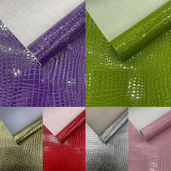 Shiny Alligator 3D Embossed Vinyl Fabric, 54" Wide Upholstery Crafting Accessories Applications.