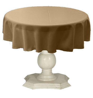 Camel Round Tablecloth Solid Dull Bridal Satin Overlay for Small Coffee Table Seamless