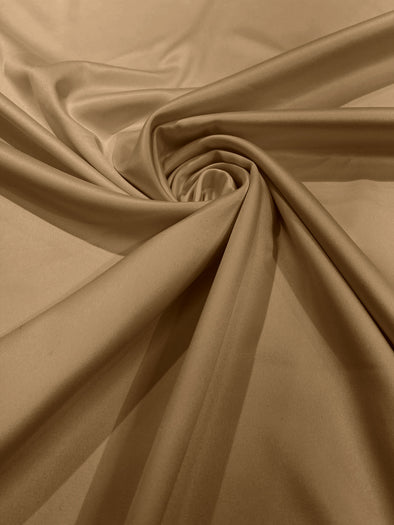 Camel Matte Stretch Lamour Satin Fabric 58" Wide/Sold By The Yard. New Colors
