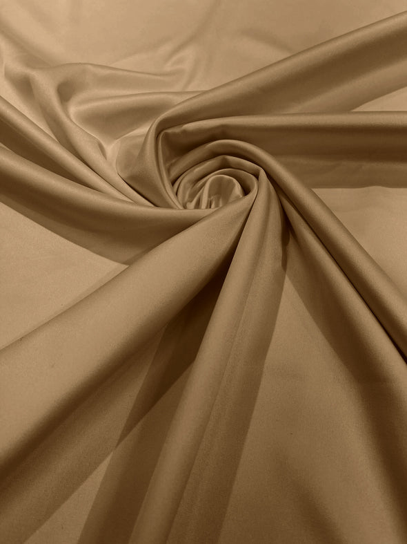 Camel Matte Stretch Lamour Satin Fabric 58" Wide/Sold By The Yard. New Colors