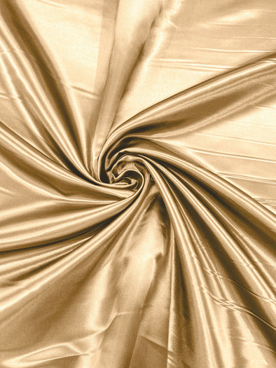 Camel Heavy Shiny Bridal Satin Fabric for Wedding Dress, 60" inches wide sold by The Yard. Modern Color