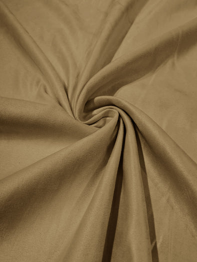 Camel Faux Suede Polyester Fabric | Microsuede | 58" Wide | Upholstery Weight, Tablecloth, Bags, Pouches, Cosplay, Costume