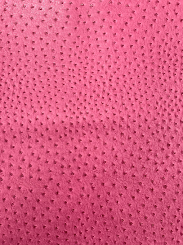 Candy Pink 54” Wide Ostrich Fake Leather Upholstery, 3-D Ostrich Skin Texture Faux Leather PVC Vinyl Fabric Sold by The Yard.