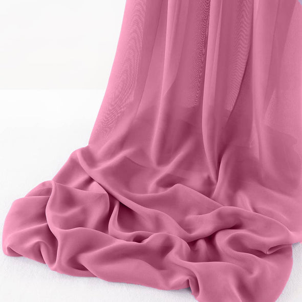 Candy Pink Pack of 10 10ft Wool Dobby Chiffon Table Runner 29x120 Inches Runner for Wedding, Decorations for Birthday Parties, Banquets, Engagements, Sheer