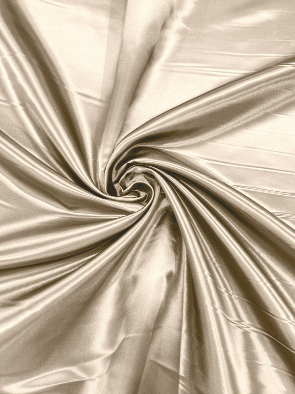 Champagne Heavy Shiny Bridal Satin Fabric for Wedding Dress, 60" inches wide sold by The Yard. Modern Color