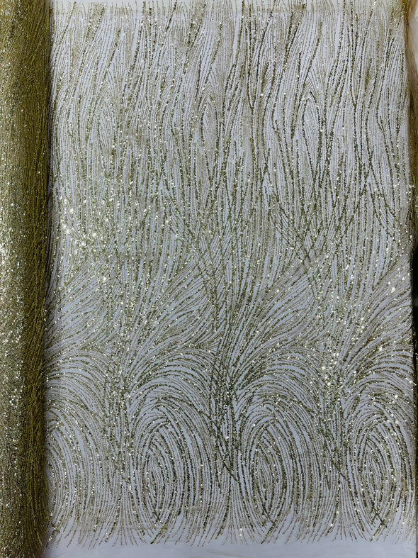 Fashion Glitter Design On A Mesh Lace Fabric/Prom.