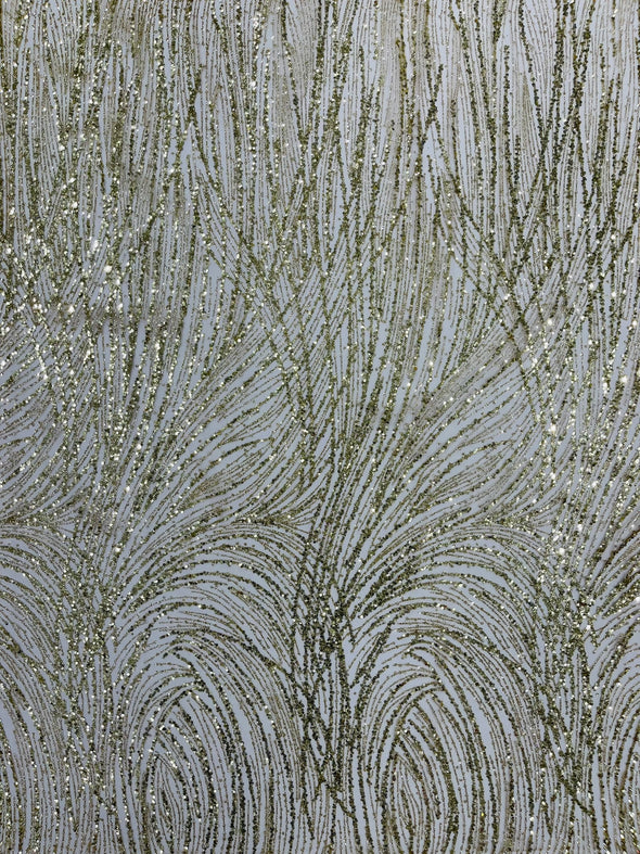 Fashion Glitter Design On A Mesh Lace Fabric/Prom.