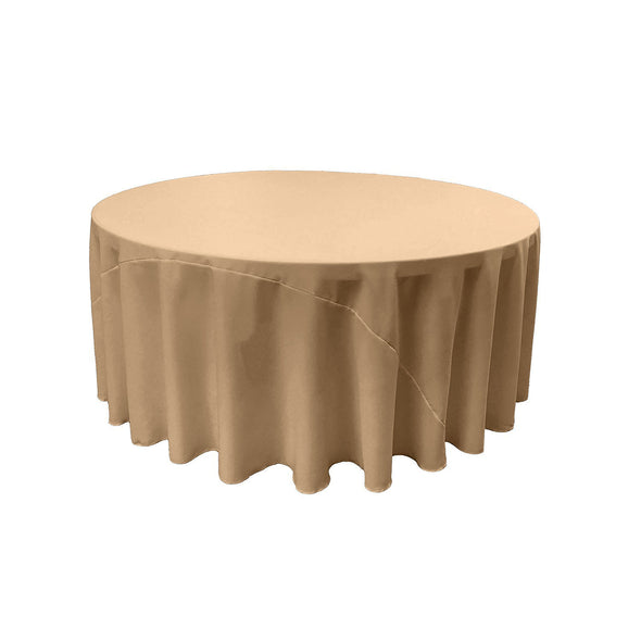 Champagne Solid Round Polyester Poplin Tablecloth With Seamless