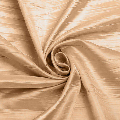 Champagne Crushed Taffeta Fabric - 54" Width - Creased Clothing Decorations Crafts - Sold By The Yard